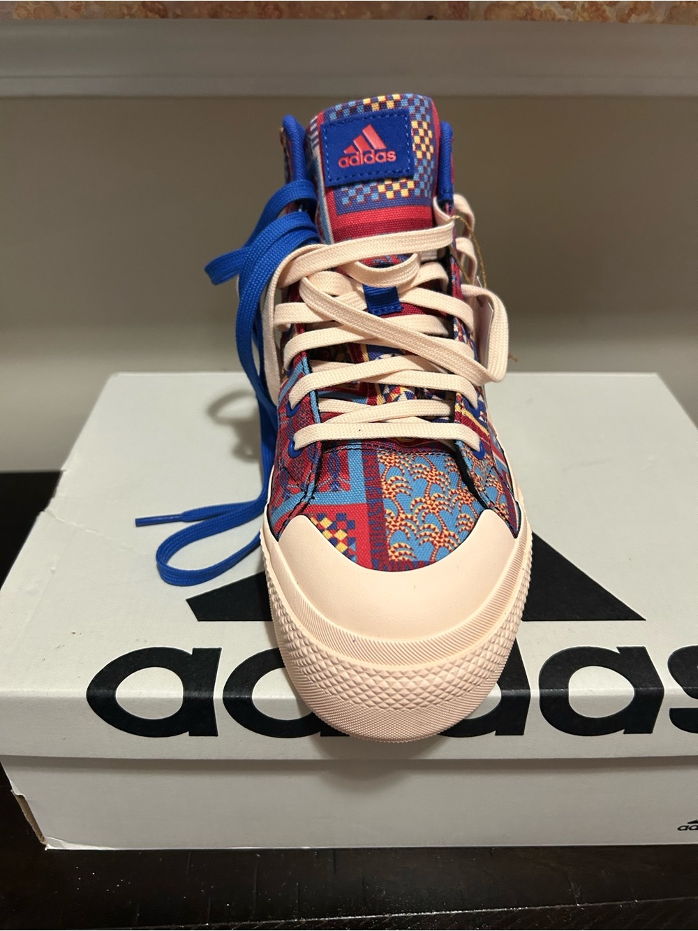 adidas Kids Multicolor High-Top Sneakers in Blue & Cream